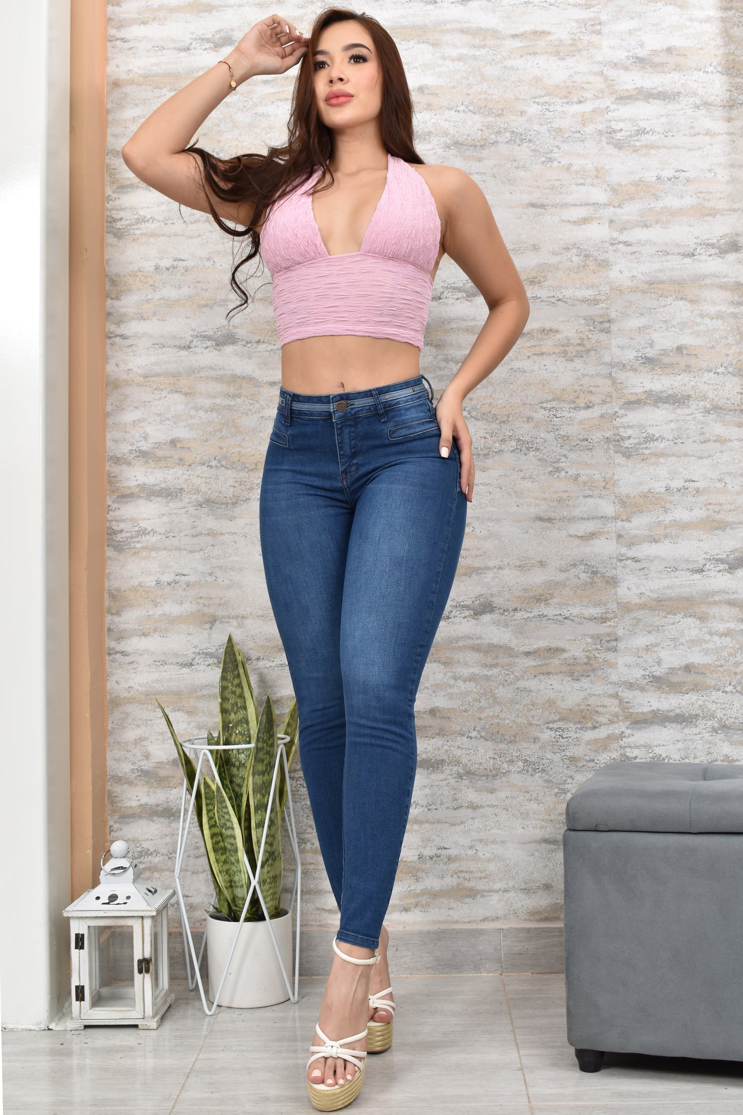 JEANS SKINNY CONTROL ABDOMEN LEVANTA COLA  REF. BK-40143