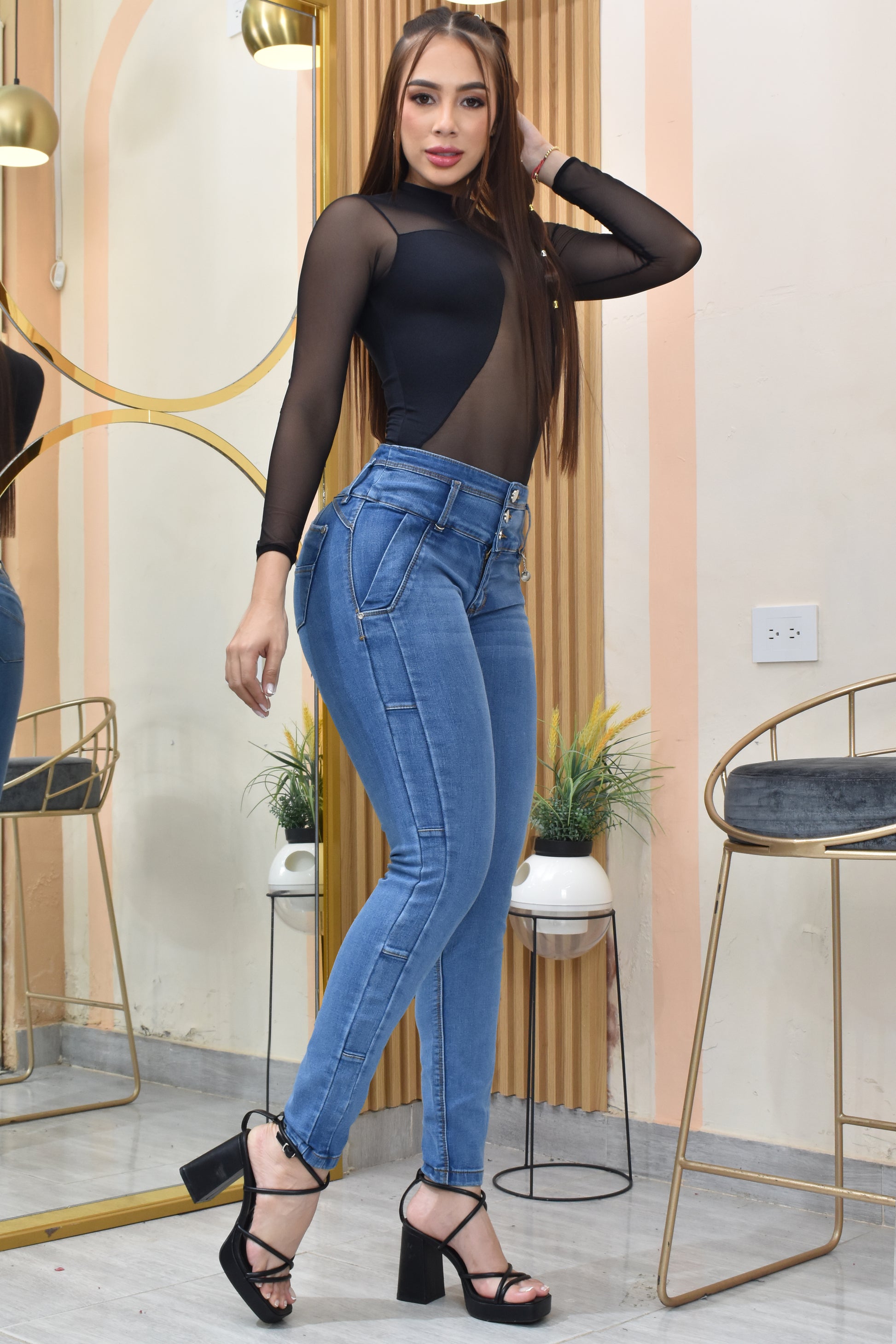 JEANS SKINNY CONTROL ABDOMEN LEVANTA COLA  REF. B-254020