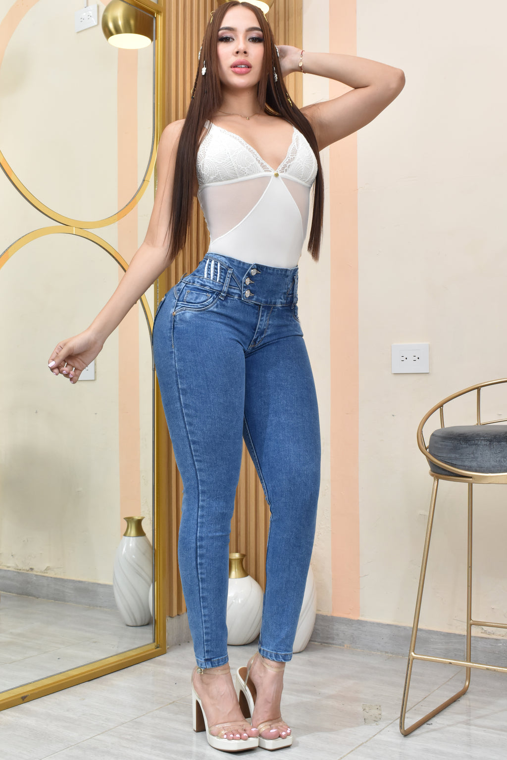 JEANS SKINNY CONTROL ABDOMEN LEVANTA COLA  REF. B-254021